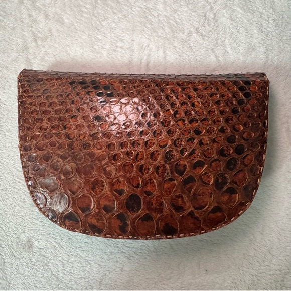 Vintage 70s Python Snakeskin Leather Shoulder Bag OR Clutch Bag - Picture 12 of 16